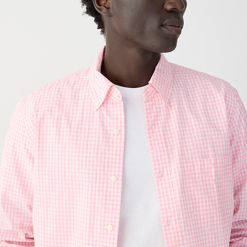 J.Crew Secret Wash cotton poplin shirt Quincy Pink White Online | 87RAKVMPL