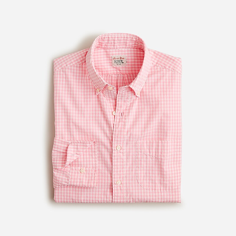J.Crew Secret Wash cotton poplin shirt Quincy Pink White Online | 87RAKVMPL