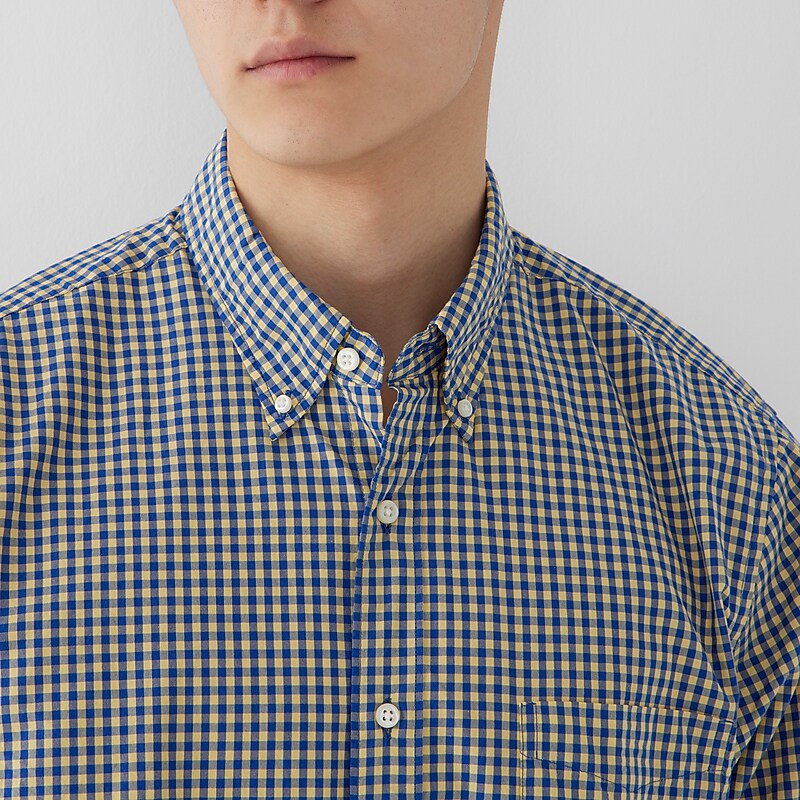 J.Crew Secret Wash cotton poplin shirt Quincy Check Yellow Blu Sale | 24MDVENPZ