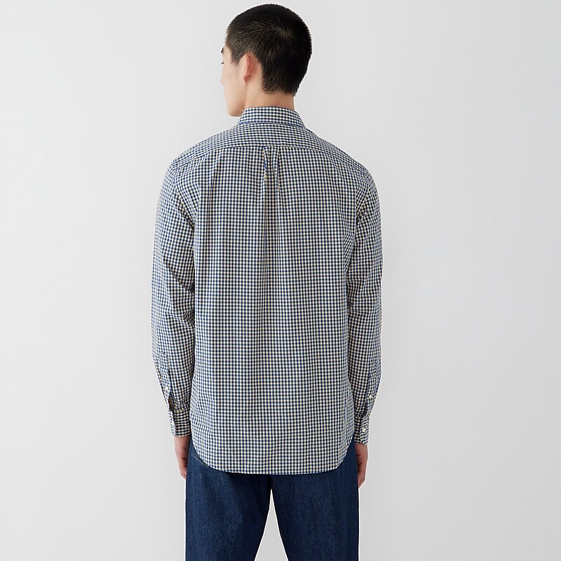 J.Crew Secret Wash cotton poplin shirt Quincy Check Yellow Blu Sale | 24MDVENPZ