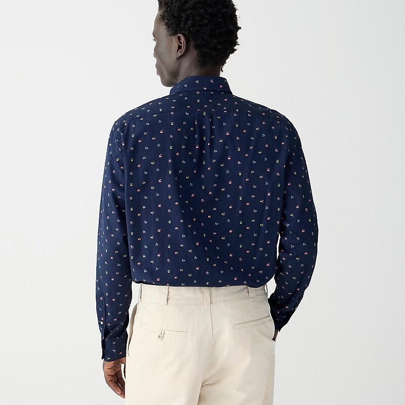J.Crew Secret Wash cotton poplin shirt Small Ditsy Navy Multi USA | 13WELHFUM
