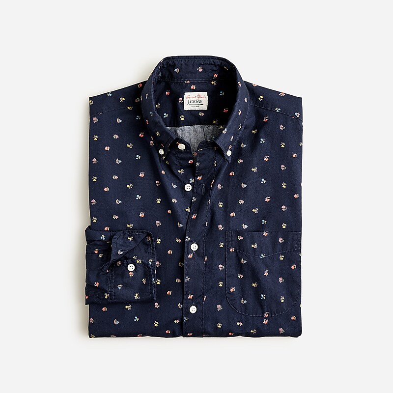 J.Crew Secret Wash cotton poplin shirt Small Ditsy Navy Multi USA | 13WELHFUM