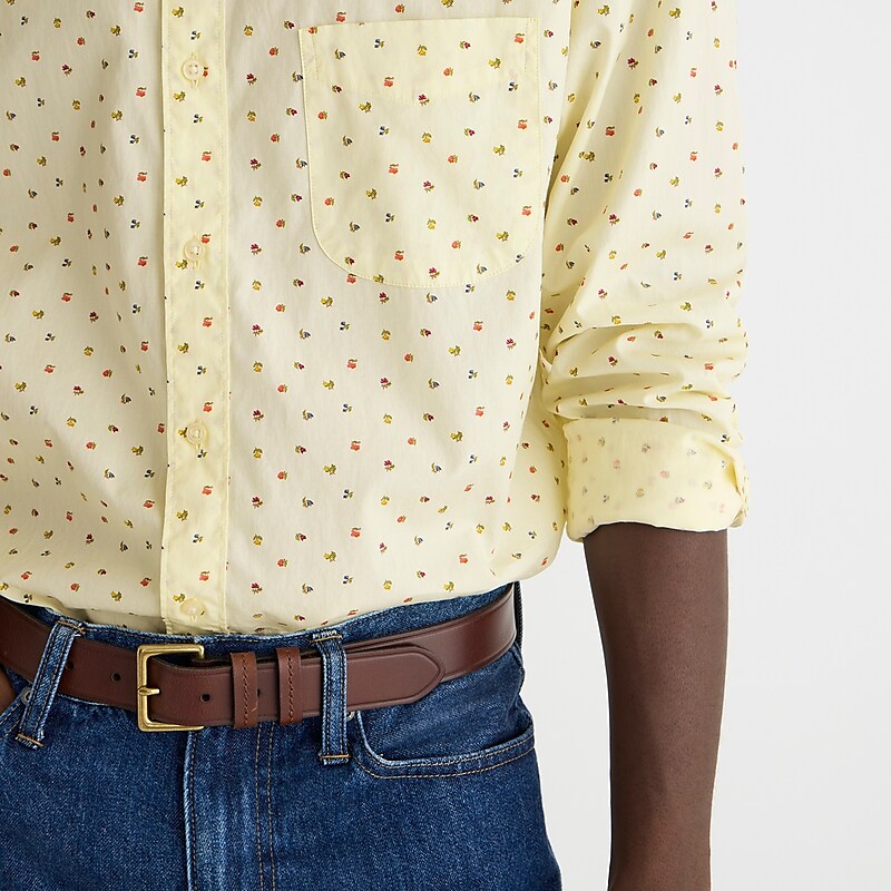 J.Crew Secret Wash cotton poplin shirt Small Ditsy Ivory Multi Clearance | 39WYGLJXB