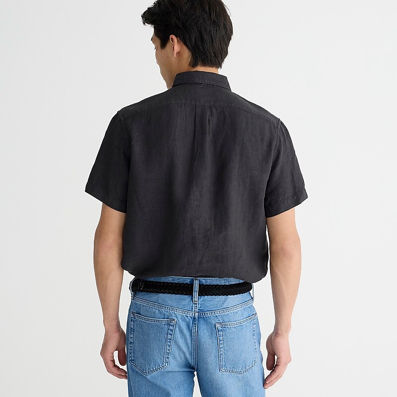 J.Crew Short-sleeve Baird McNutt Irish linen shirt Black Online | 07NMFPICE