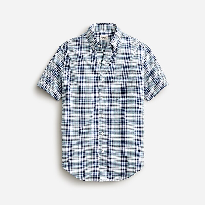 J.Crew Short-sleeve Indian madras shirt Albert Madras Faded Blu Outlet | 92JDZXSKA