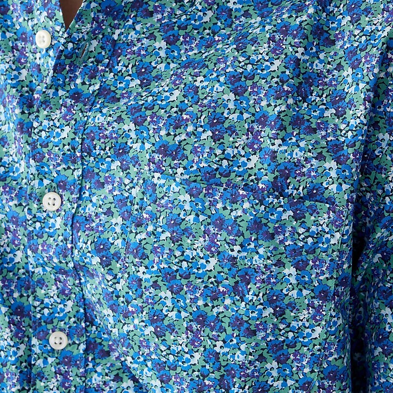 J.Crew Short-sleeve Secret Wash cotton poplin shirt Meadow Floral Blues Sale | 25JPYKHLT