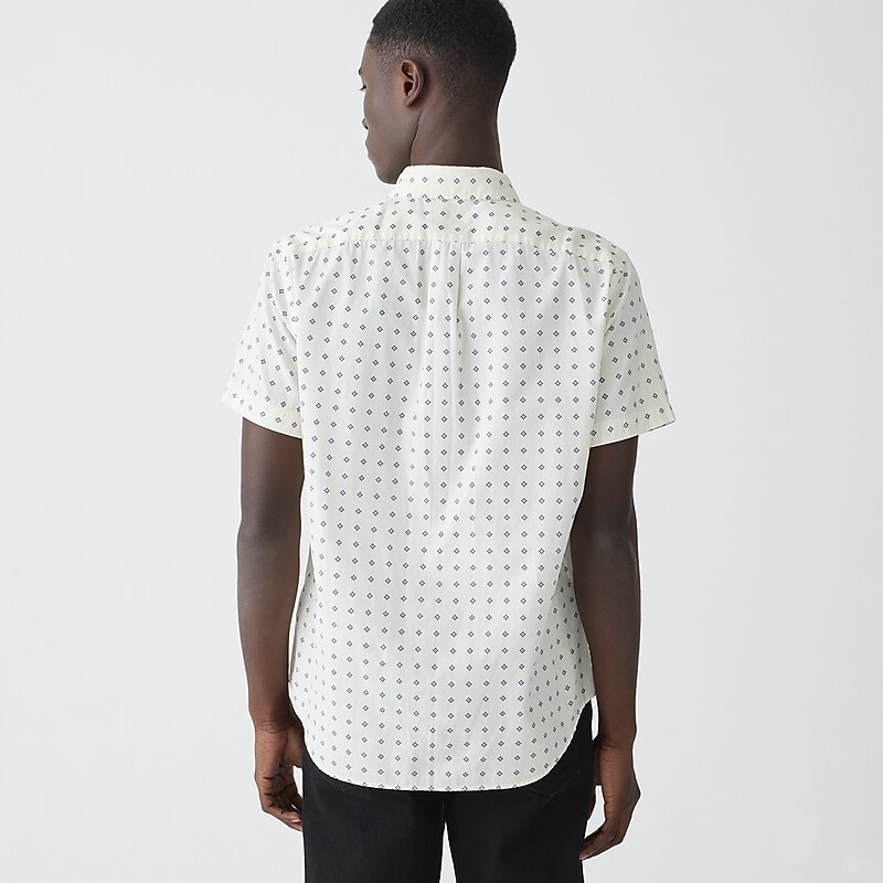 J.Crew Short-sleeve Secret Wash cotton poplin shirt with point collar Caspar Diamond Ivory In Clearance | 32MTCRNVU