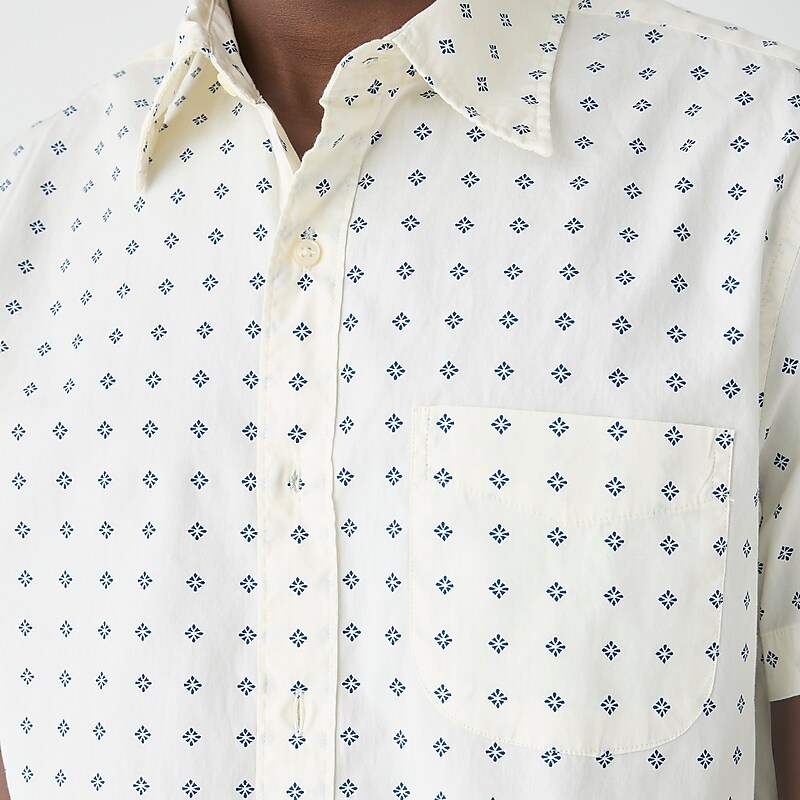 J.Crew Short-sleeve Secret Wash cotton poplin shirt with point collar Caspar Diamond Ivory In Clearance | 32MTCRNVU