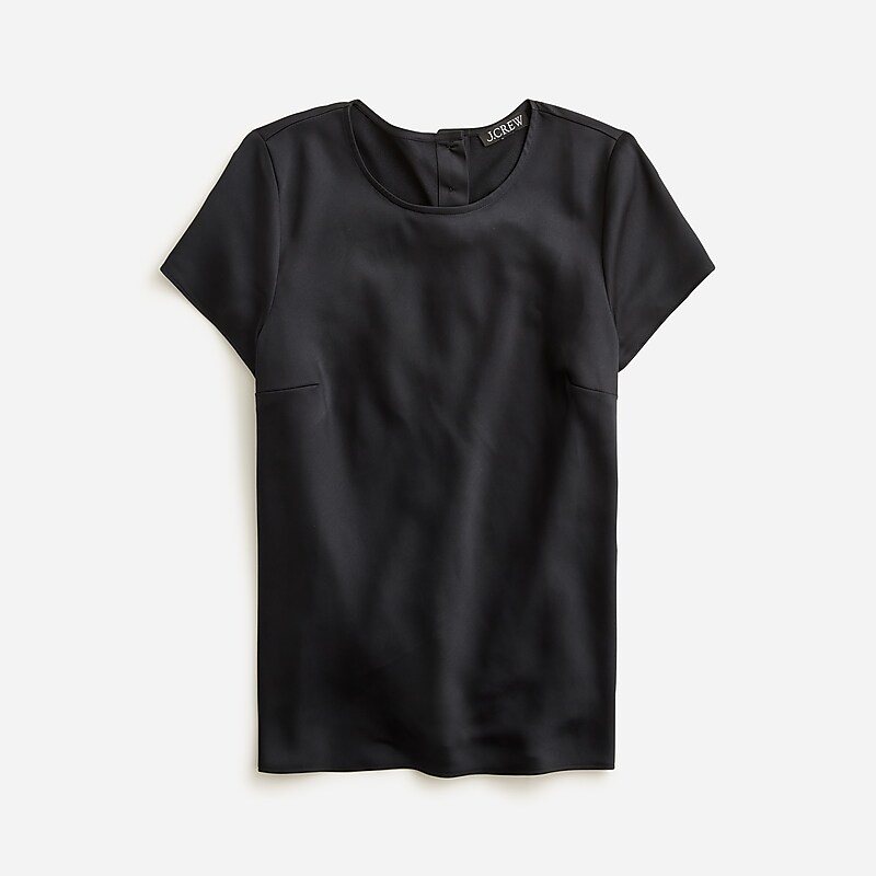 J.Crew Short-sleeve button-back top in everyday crepe Black USA | 15YOFUIZS