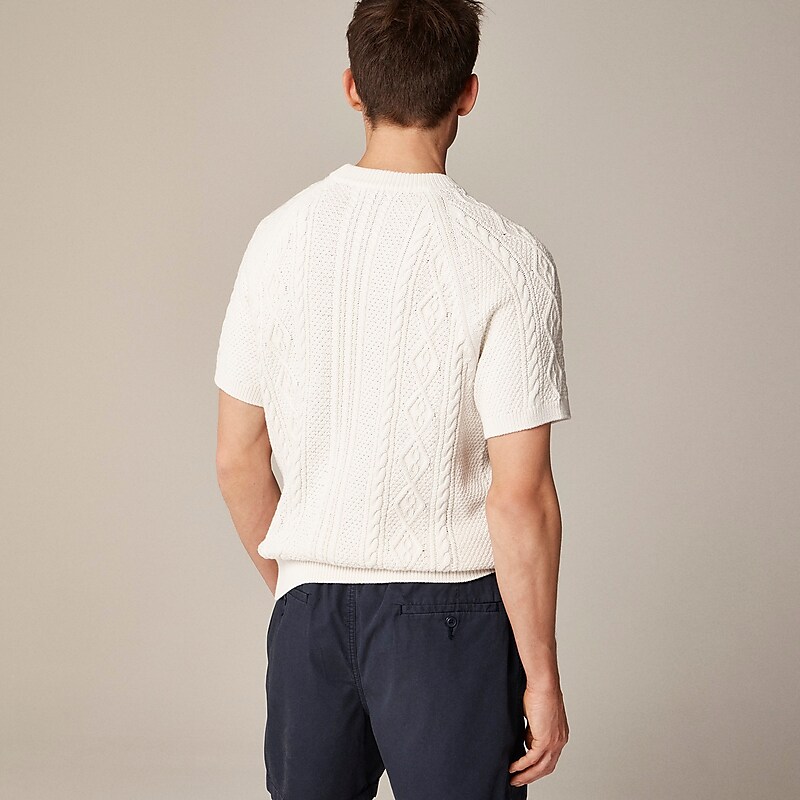 J.Crew Short-sleeve cotton cable-knit sweater White Online | 08OZGSPJK