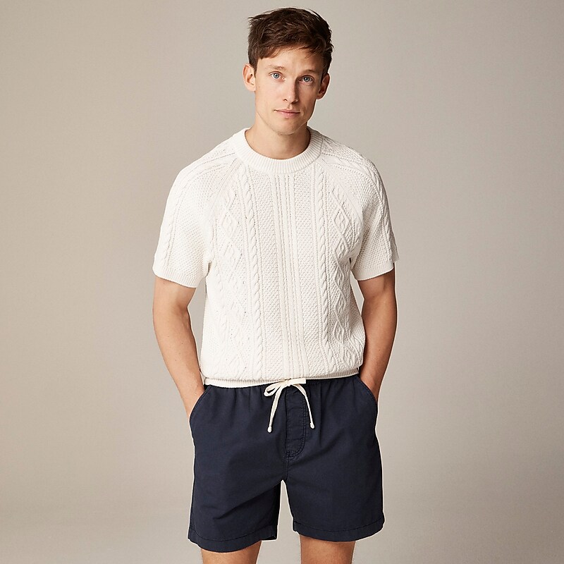 J.Crew Short-sleeve cotton cable-knit sweater White Online | 08OZGSPJK