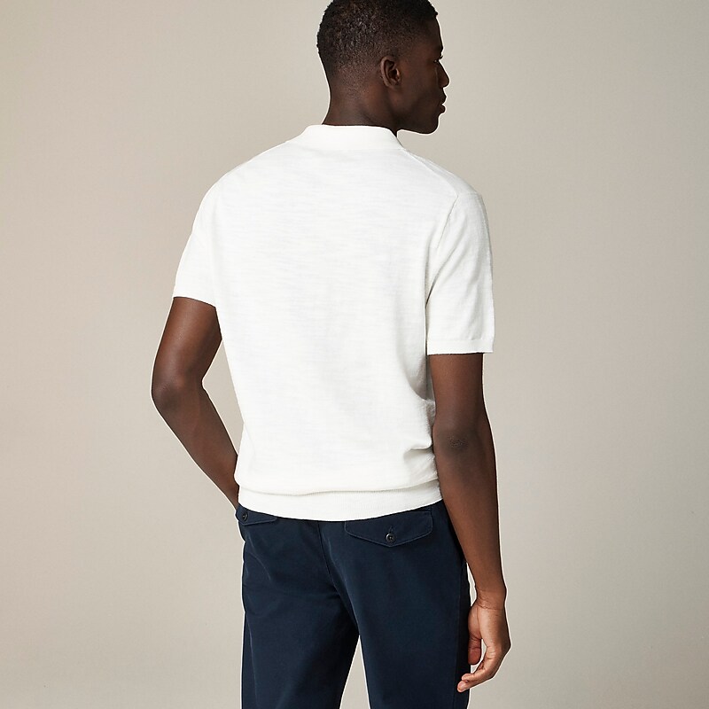 J.Crew Short-sleeve cotton-blend sweater-polo Sea Salt Sale | 24MJDLAGN