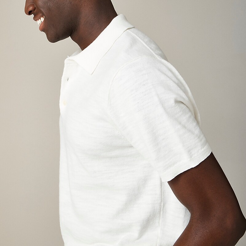 J.Crew Short-sleeve cotton-blend sweater-polo Sea Salt Sale | 24MJDLAGN