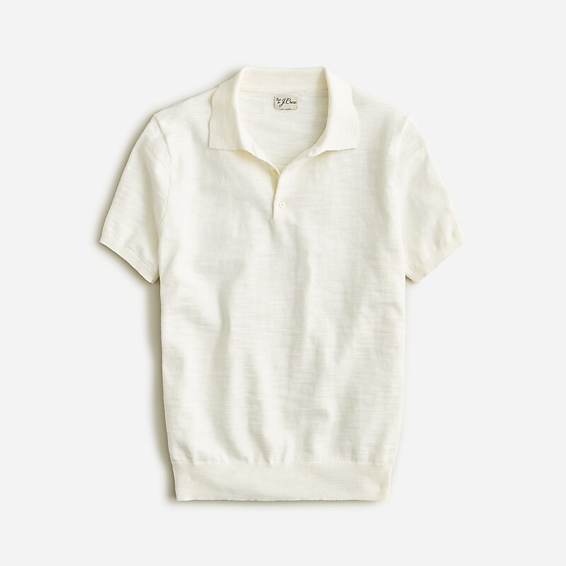J.Crew Short-sleeve cotton-blend sweater-polo Sea Salt Sale | 24MJDLAGN