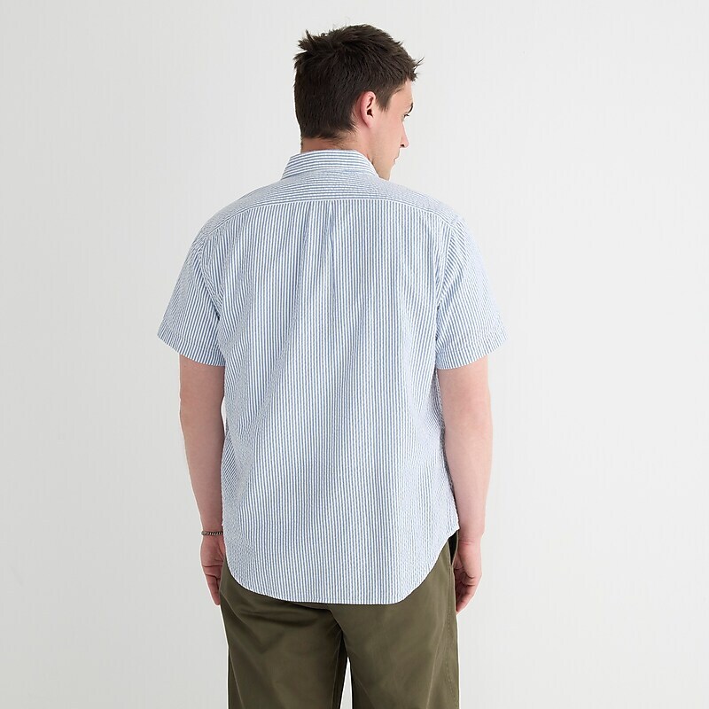 J.Crew Short-sleeve seersucker shirt with point collar in print Seersucker Stripe Fade Online | 81YOZFACN