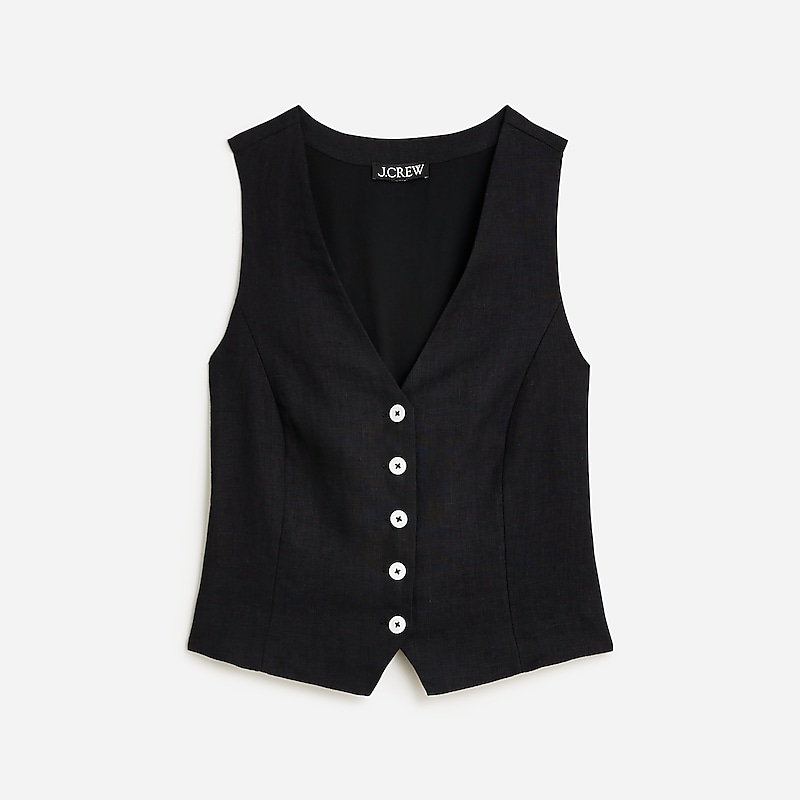 J.Crew Slim-fit linen vest Black Factory Promo | 61VIEQTKS