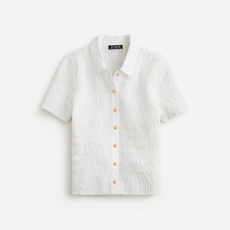J.Crew Smocked button-up shirt in Liberty® Eliza\'s Red fabric White Factory Outlet | 58IZQKJLG