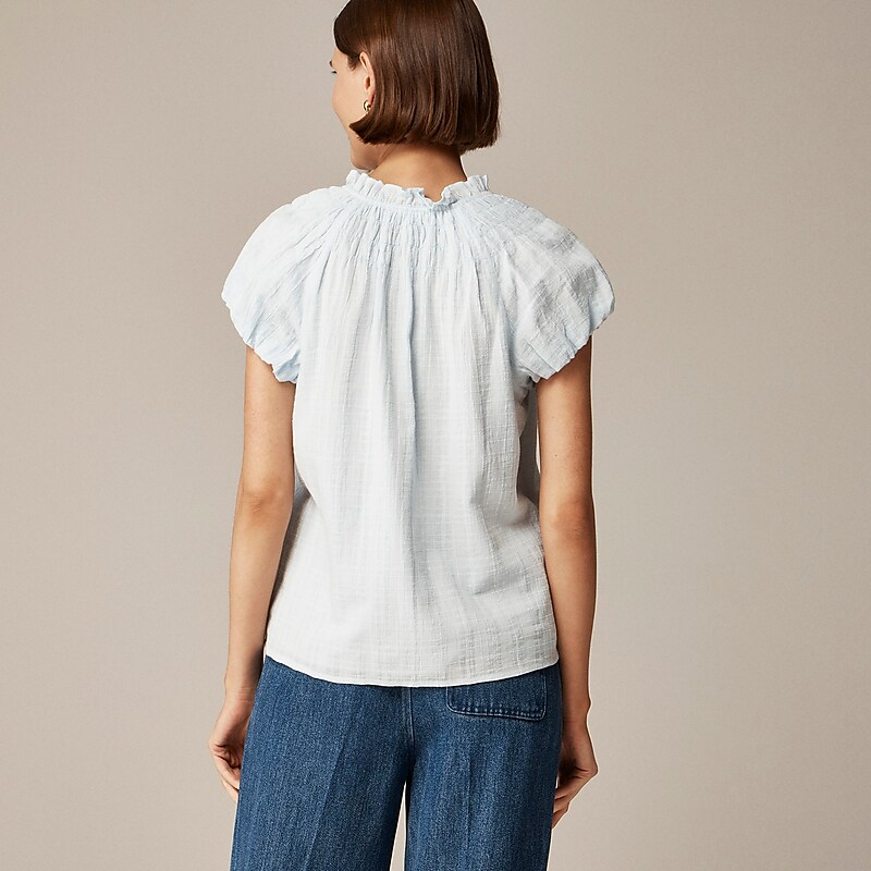 J.Crew Smocked-neck top in textured gauze Fresh Air Clearance | 43GQXLDWJ