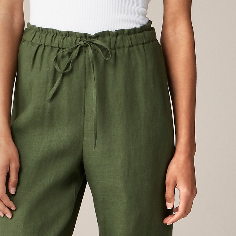 J.Crew Soleil pant in linen Green Online | 03QNPZSGD