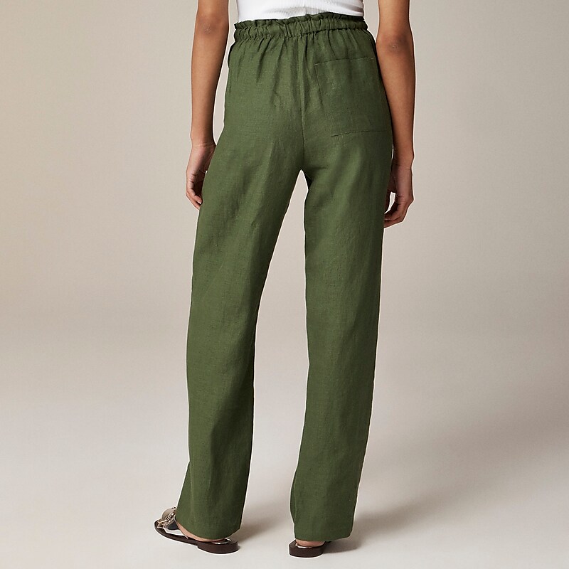 J.Crew Soleil pant in linen Green Online | 03QNPZSGD