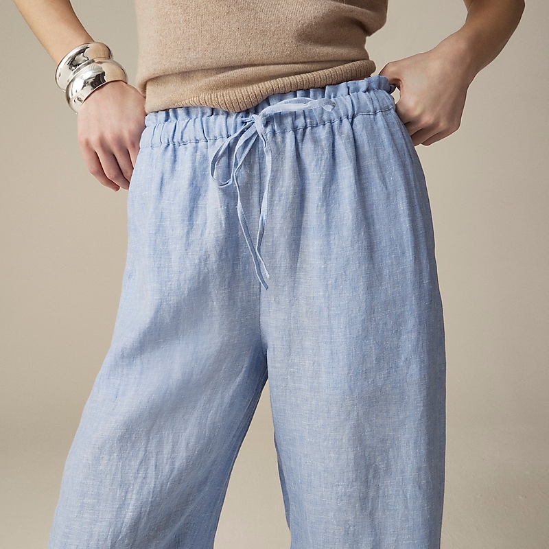 J.Crew Soleil pant in striped linen French Blue USA | 14MCKLRVE