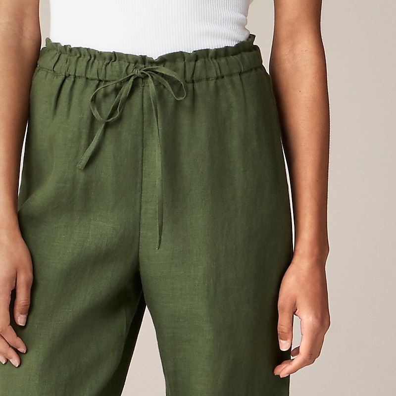 J.Crew Soleil pant in striped linen Utility Green USA | 17TEWAZNR