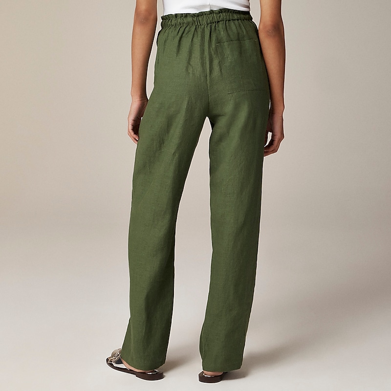 J.Crew Soleil pant in striped linen Utility Green USA | 17TEWAZNR