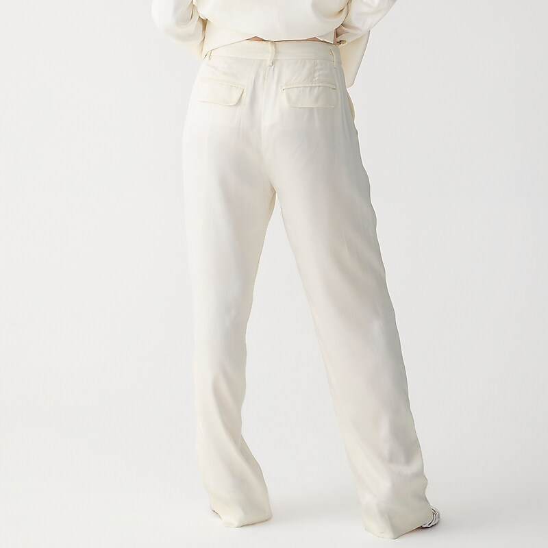 J.Crew Straight-leg essential pant in luster crepe Ivory Clearance | 49HXJDVIC