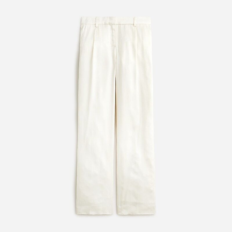 J.Crew Straight-leg essential pant in luster crepe Ivory Clearance | 49HXJDVIC