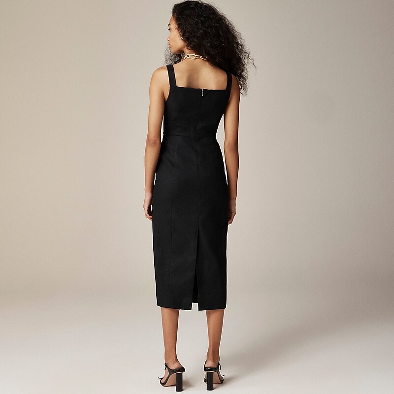 J.Crew Stretch linen-blend sheath dress Black Online | 86YHBGSND