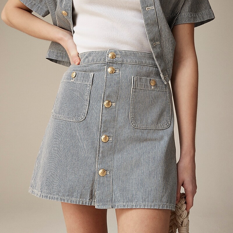J.Crew Striped denim mini skirt Indigo Natural Stripes Online | 04UNIFBDK