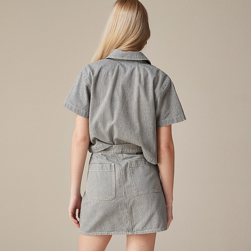 J.Crew Striped denim mini skirt Indigo Natural Stripes Online | 04UNIFBDK