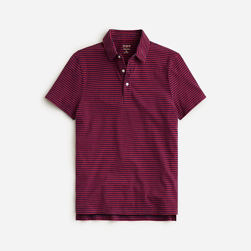 J.Crew Sueded cotton polo shirt Red Navy Whale Stripe Factory Promo | 64RYQCXWV