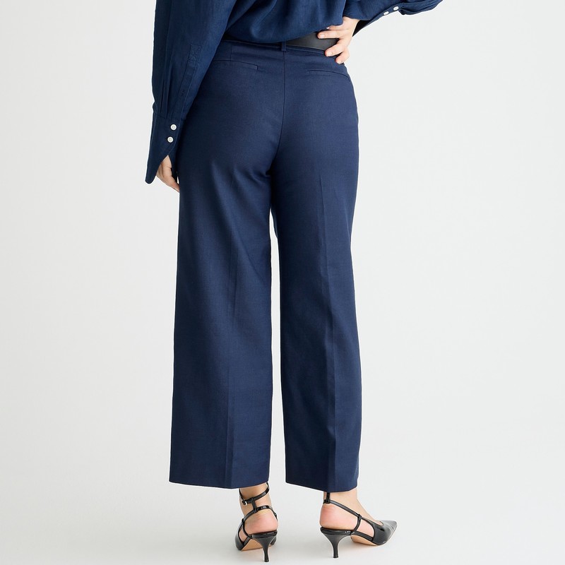 J.Crew Sydney pant in stretch linen blend Navy USA | 12AOERHYX