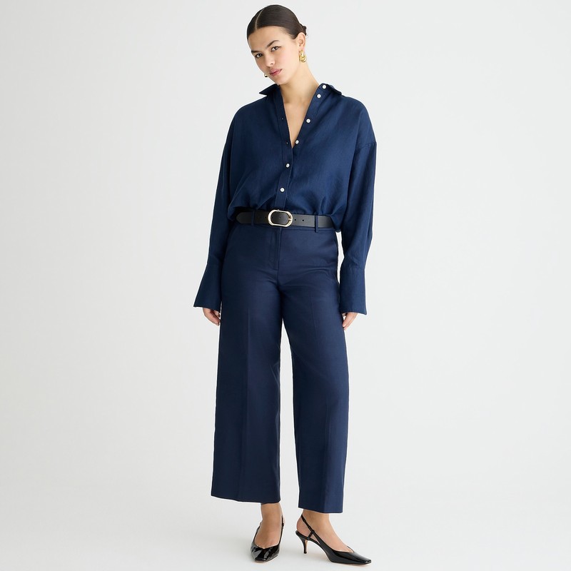 J.Crew Sydney pant in stretch linen blend Navy USA | 12AOERHYX