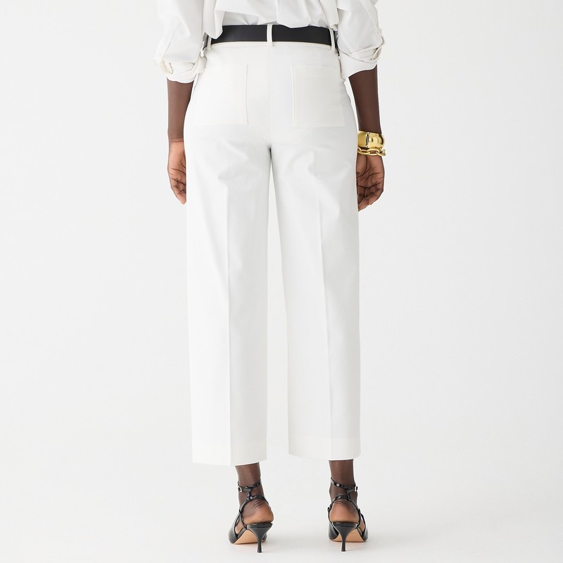 J.Crew Sydney wide-leg pant in bi-stretch cotton blend Ivory Online | 08DOZNRYH
