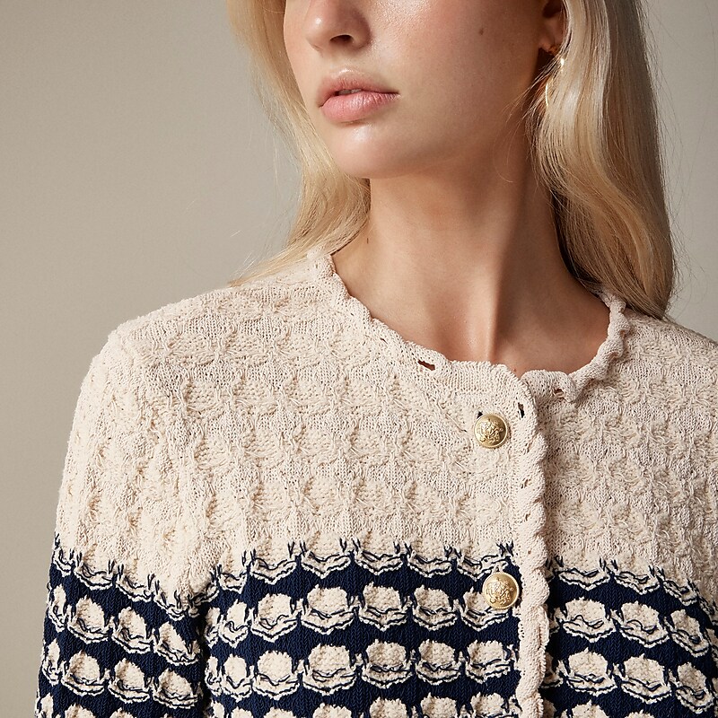J.Crew Textured crochet lady jacket Moroccan Sand Dark Even Factory Promo | 61BZUQHSN