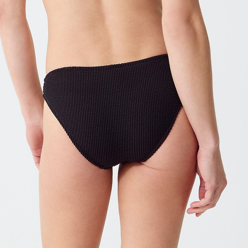 J.Crew Textured hipster full-coverage bikini bottom Black Outlet | 92UCWRSLQ