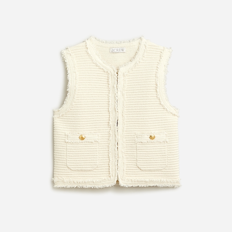 J.Crew Textured vest in fine bouclé Natural Factory Promo | 62VGSHXQJ