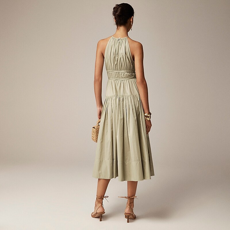 J.Crew Tie-waist halter dress Pale Surplus USA | 14ZLRKEBG
