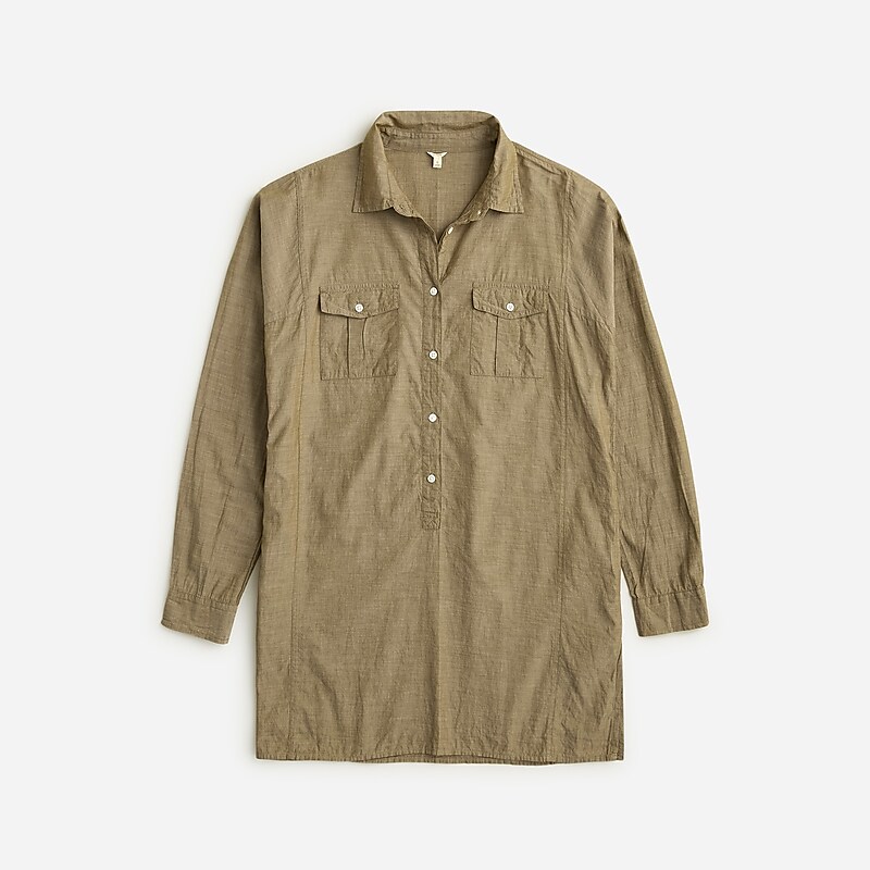J.Crew Vintage J.Crew \'90s linen tunic Rich Olive Clearance | 34CJAZTYL