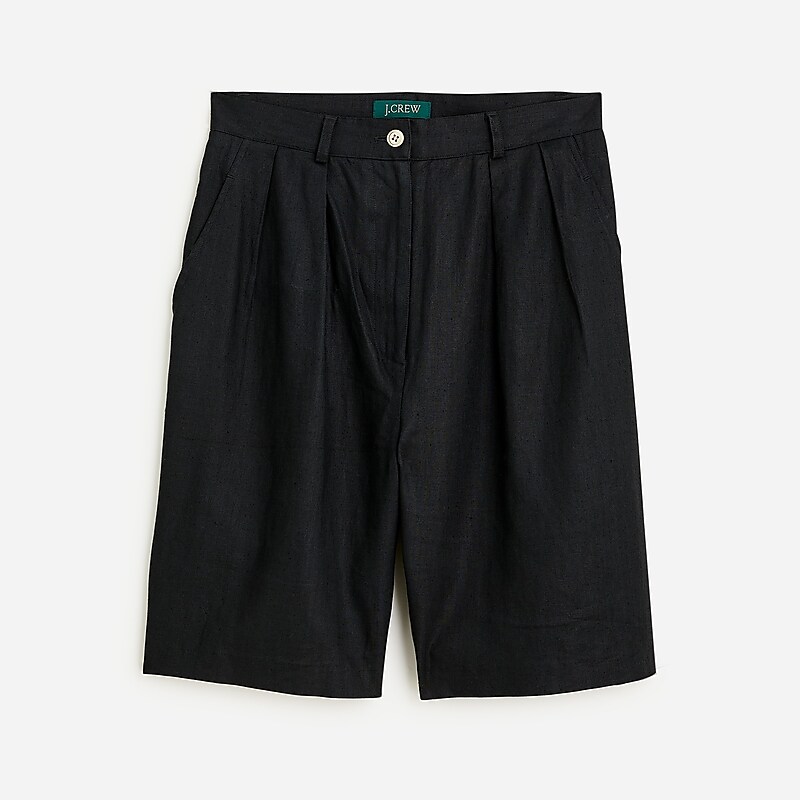 J.Crew Vintage J.Crew \'90s pleated linen short Black Factory Promo | 63JIKRQBX