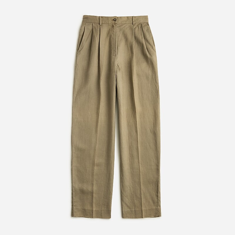 J.Crew Vintage J.Crew \'90s pleated linen trouser Taupe USA | 18TFQUGXH