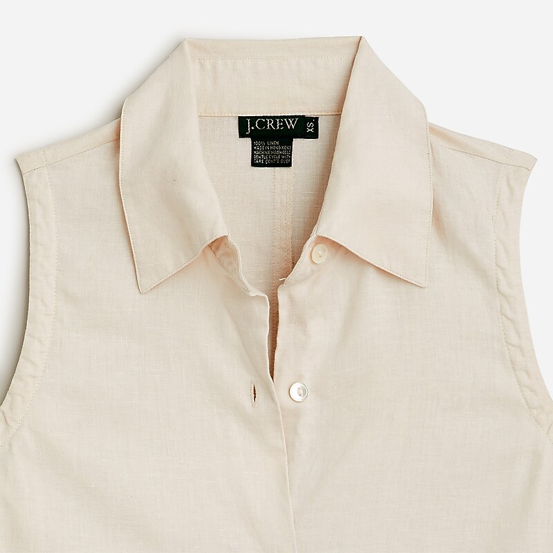 J.Crew Vintage J.Crew '90s sleeveless linen shirt Flax Outlet | 95UHOFVDZ