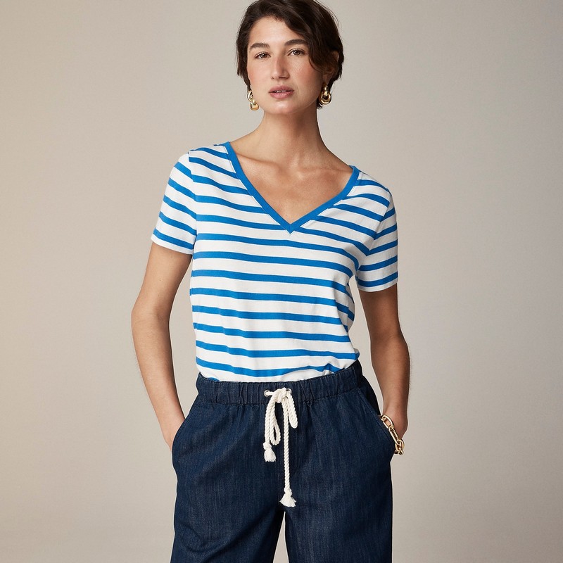 J.Crew Vintage jersey classic-fit V-neck T-shirt Carter Stripe Azurite I Online | 87SLTMAXV
