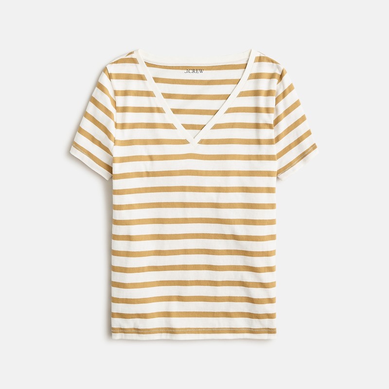 J.Crew Vintage jersey classic-fit V-neck T-shirt Carter Stripe Ivory Cam Online | 03XSOKNEG