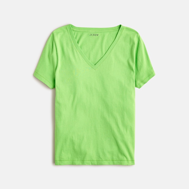 J.Crew Vintage jersey classic-fit V-neck T-shirt Lime Juice Clearance | 47JTGAXIE
