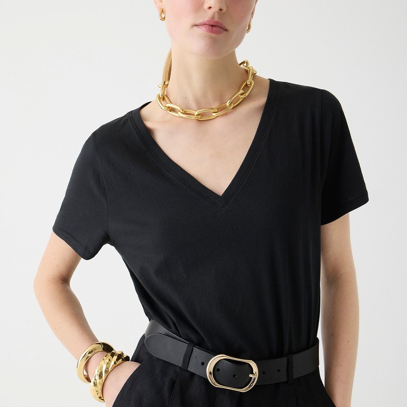 J.Crew Vintage jersey classic-fit V-neck T-shirt Black Sale | 20RBOQFZW