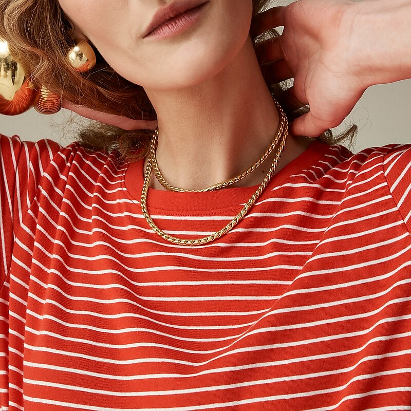 J.Crew Vintage jersey classic-fit crewneck T-shirt Alexa Stripe Red Ivory Outlet | 97GXCBQIP