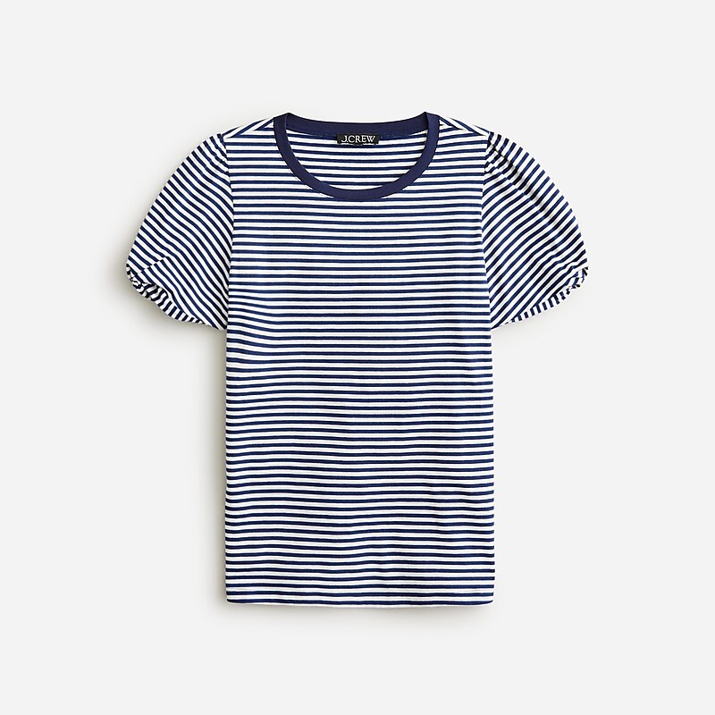 J.Crew Vintage jersey puff-sleeve T-shirt Jade Stripe Evening Ivo Outlet Online | 76KVALHEU